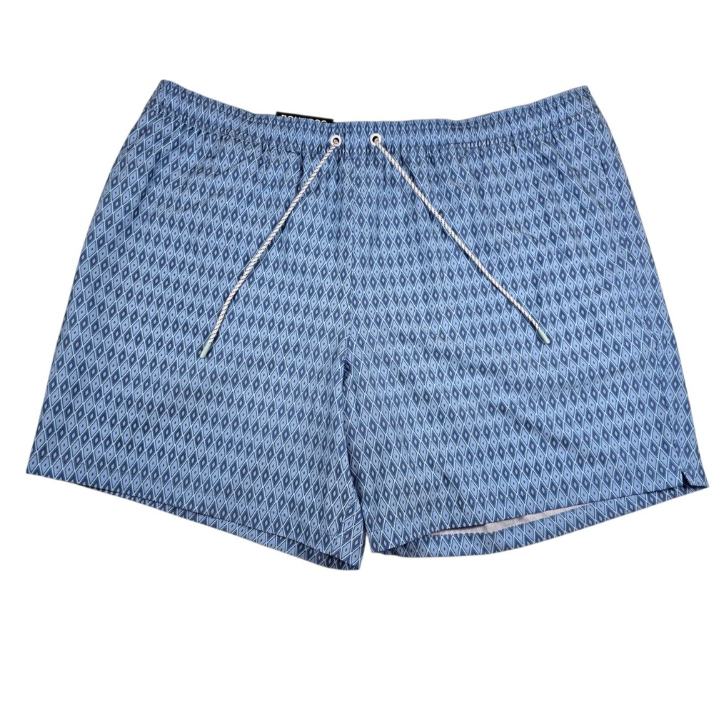 Bonobos‎ Men's Light Blue Geometric Diamond AOP 7" Mesh Lined Swim Shorts Sz XXL